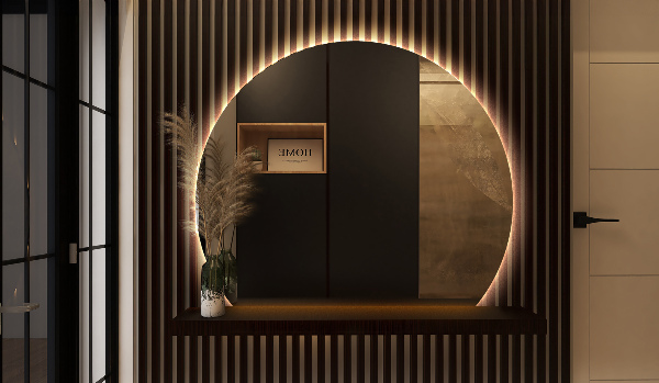 Demi cercle miroir lumineux 84x100 cm