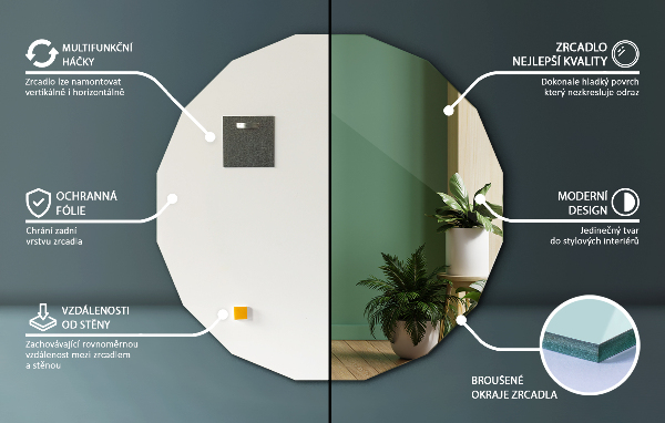 Miroir polygonal design unique 60x60 cm
