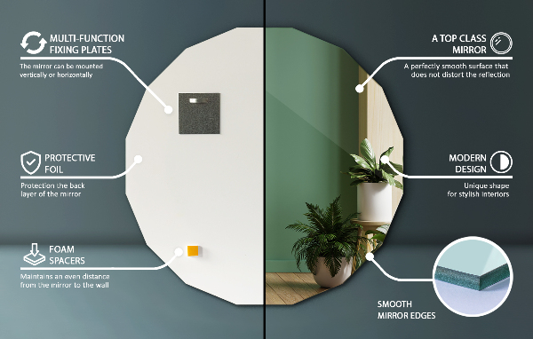 Miroir en forme de polygone esthétique 80x80 cm