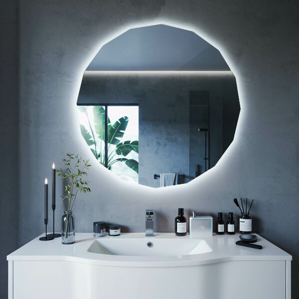 Miroir en forme de polygone LED 50x50 cm