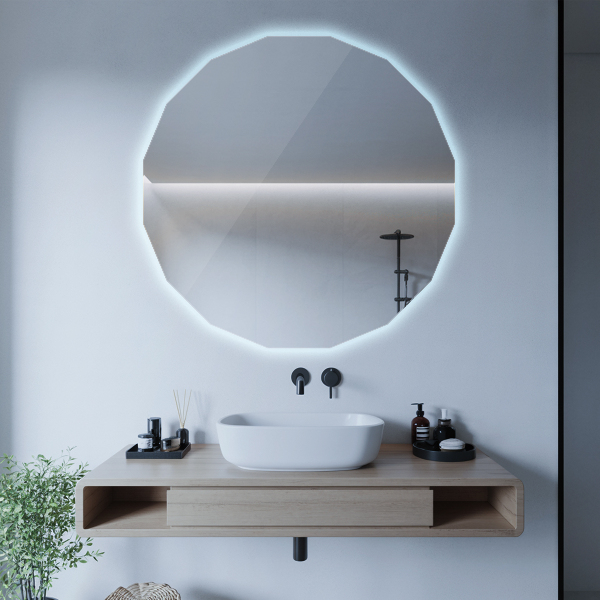 Miroir en forme de polygone LED 50x50 cm