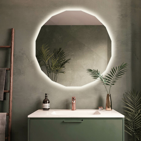 Miroir en forme de polygone LED 50x50 cm