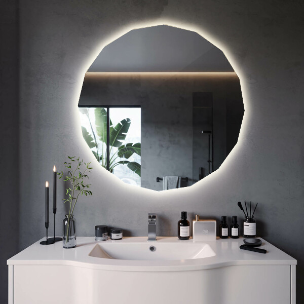 Miroir en forme de polygone LED 50x50 cm