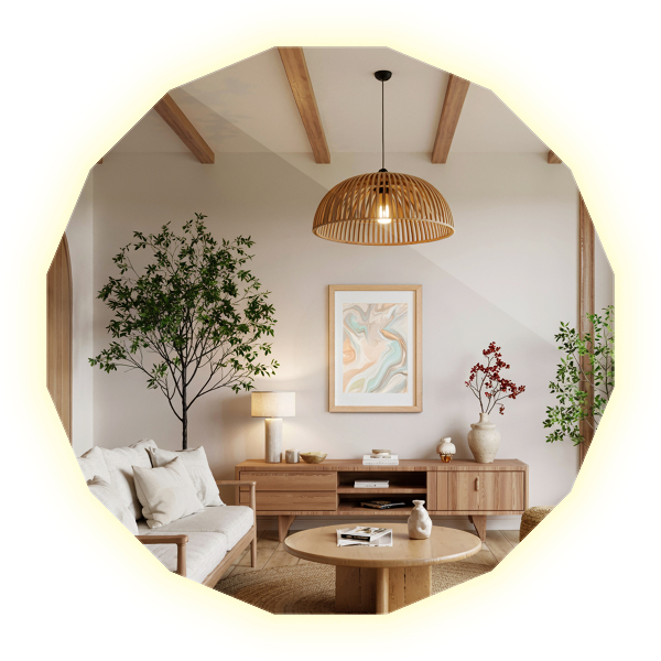 Miroir en forme de polygone LED 80x80 cm