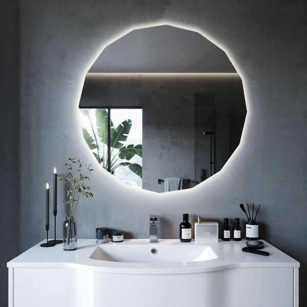 Miroir en forme de polygone LED 80x80 cm