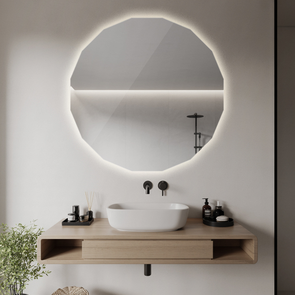 Miroir en forme de polygone LED 80x80 cm