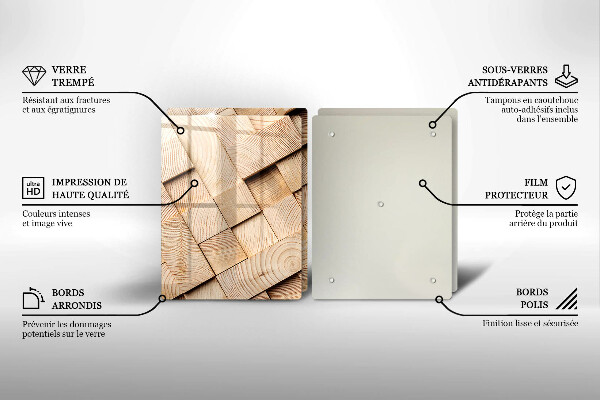 Protection plaque induction Carrés en bois