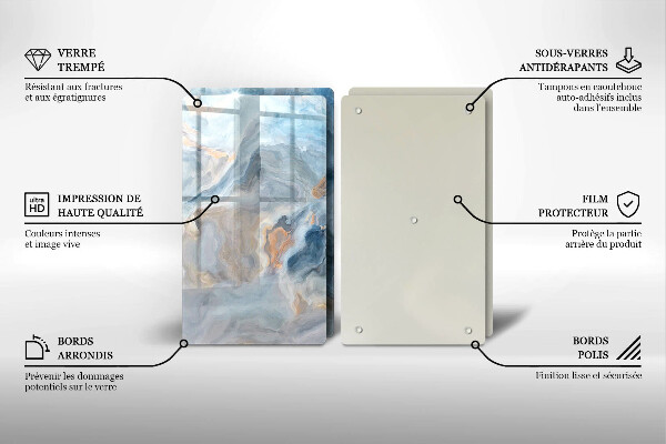 Protection plaque induction Texture de marbre