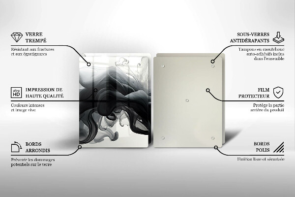 Cache plaque de cuisson Abstraction de fumée noire