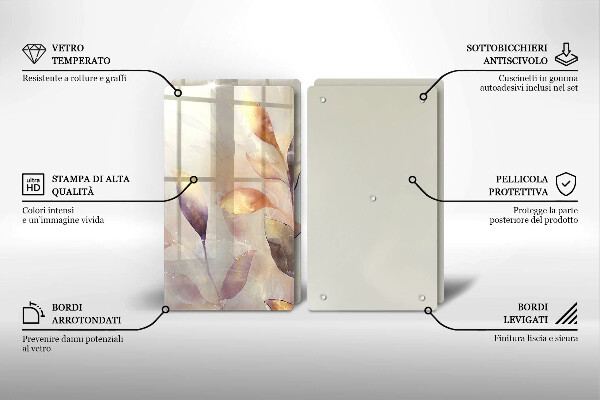 Protection plaque induction Feuilles de bohème peintes