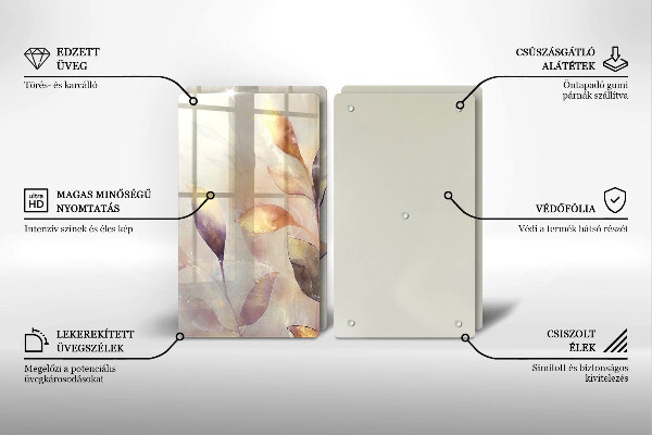 Protection plaque induction Feuilles de bohème peintes