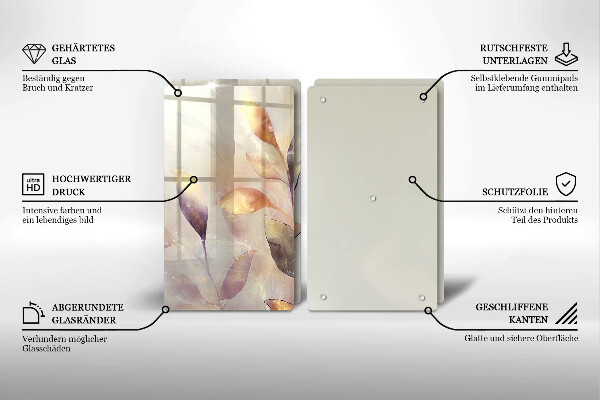 Protection plaque induction Feuilles de bohème peintes