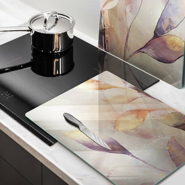 Protection plaque induction Feuilles de bohème peintes