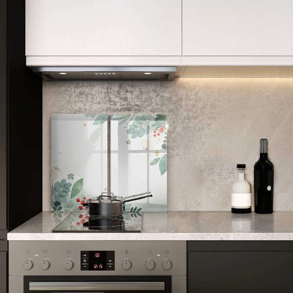 Cache plaque de cuisson Feuilles d'aquarelle