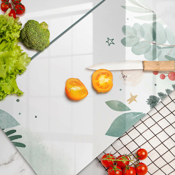 Cache plaque de cuisson Feuilles d'aquarelle