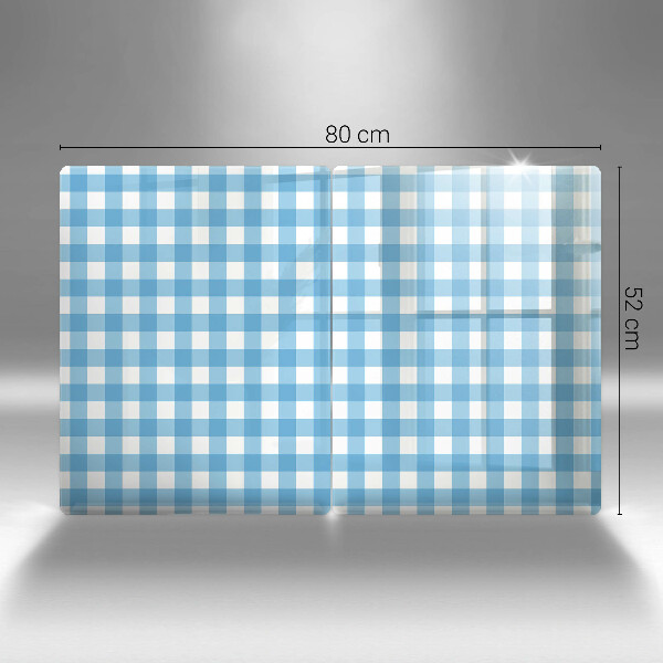 Protection plaque induction Motif à carreaux bleus et blancs