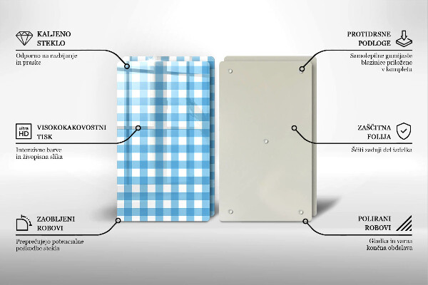 Protection plaque induction Motif à carreaux bleus et blancs