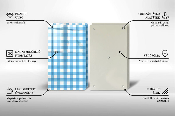 Protection plaque induction Motif à carreaux bleus et blancs