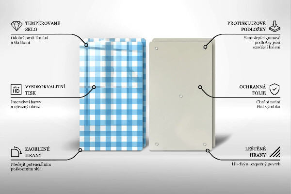 Protection plaque induction Motif à carreaux bleus et blancs