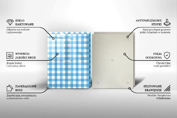 Protection plaque induction Motif à carreaux bleus et blancs