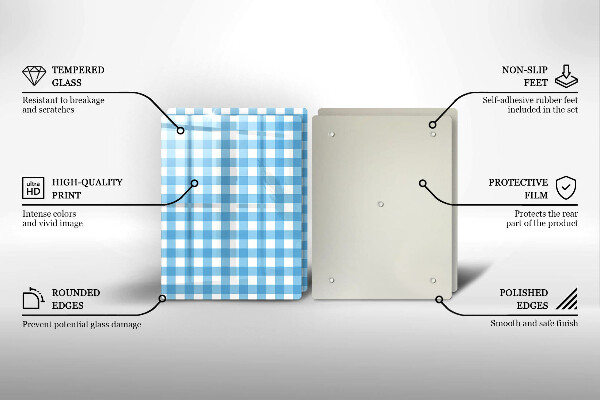 Protection plaque induction Motif à carreaux bleus et blancs