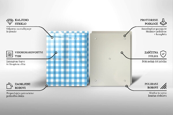 Protection plaque induction Motif à carreaux bleus et blancs