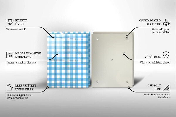 Protection plaque induction Motif à carreaux bleus et blancs