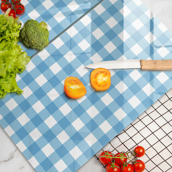 Protection plaque induction Motif à carreaux bleus et blancs