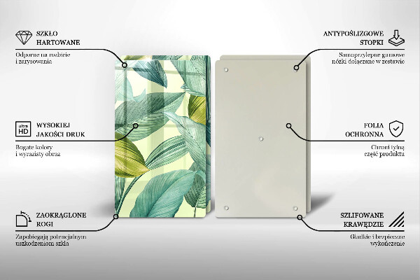 Protection plaque induction Feuilles tropicales vertes