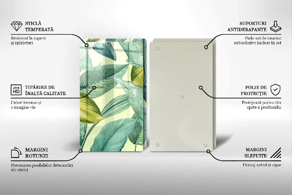 Protection plaque induction Feuilles tropicales vertes