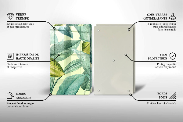 Protection plaque induction Feuilles tropicales vertes