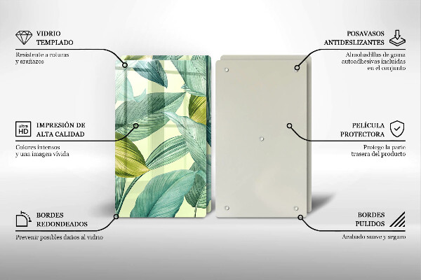 Protection plaque induction Feuilles tropicales vertes