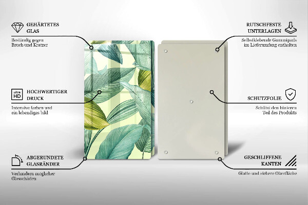 Protection plaque induction Feuilles tropicales vertes