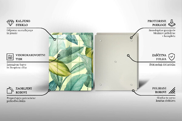 Protection plaque induction Feuilles tropicales vertes