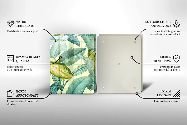 Protection plaque induction Feuilles tropicales vertes