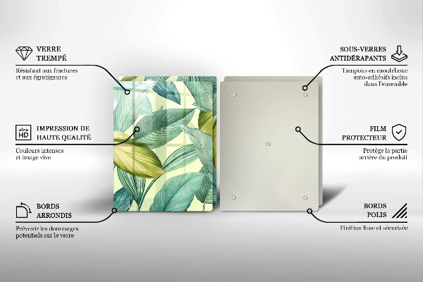 Protection plaque induction Feuilles tropicales vertes