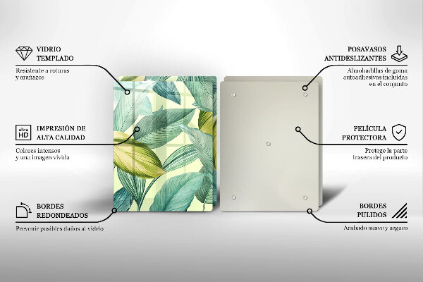 Protection plaque induction Feuilles tropicales vertes