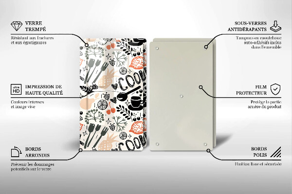 Protection plaque induction Motif de cuisine de dessin animé