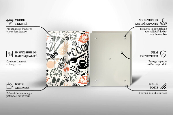 Protection plaque induction Motif de cuisine de dessin animé