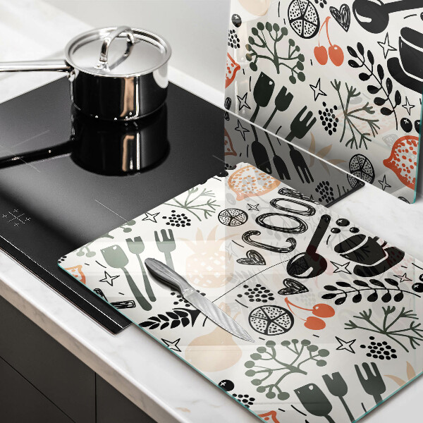 Protection plaque induction Motif de cuisine de dessin animé