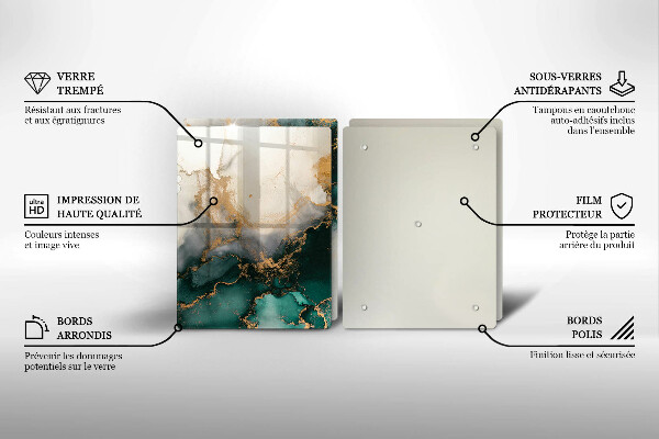 Protection plaque induction Marbre multicolore