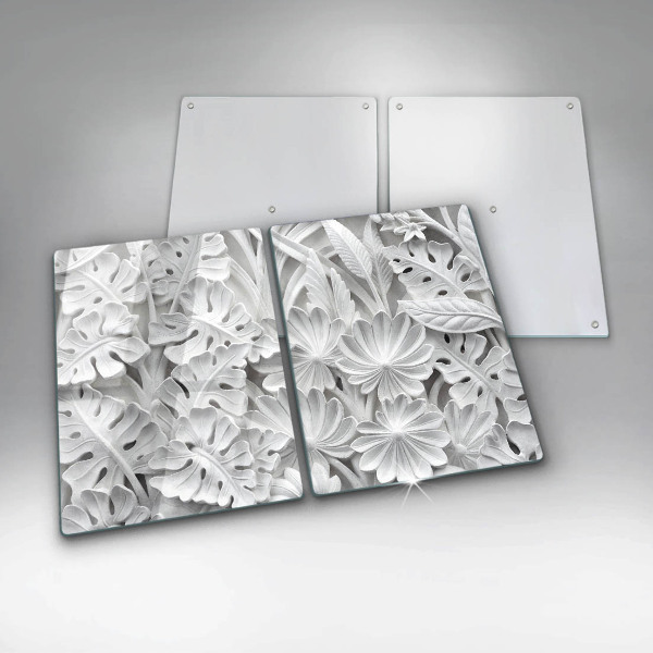 Protection plaque induction fleurs blanches