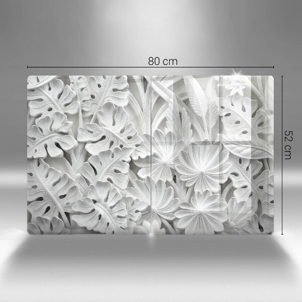 Protection plaque induction fleurs blanches