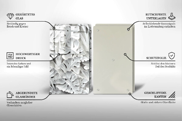 Protection plaque induction fleurs blanches