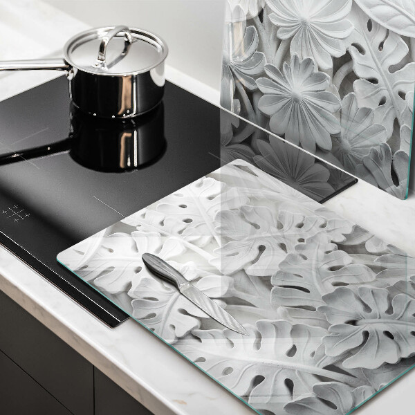 Protection plaque induction fleurs blanches