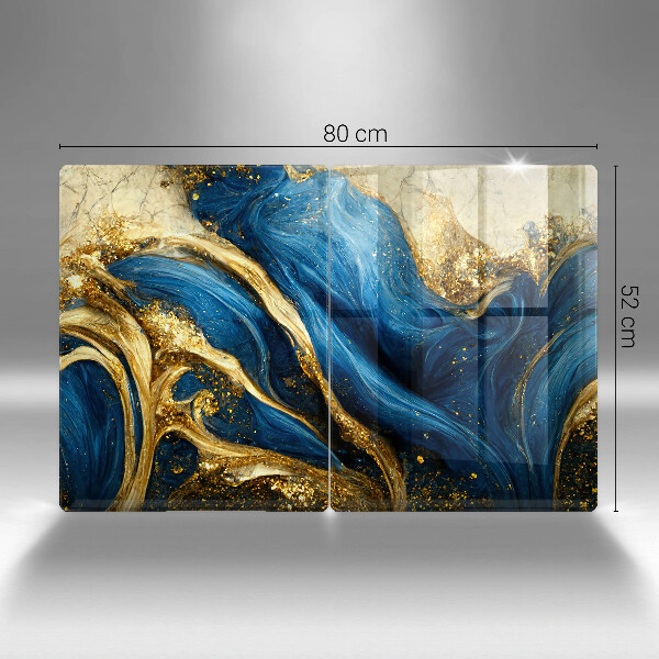 Protection plaque induction Marbre bleu et or