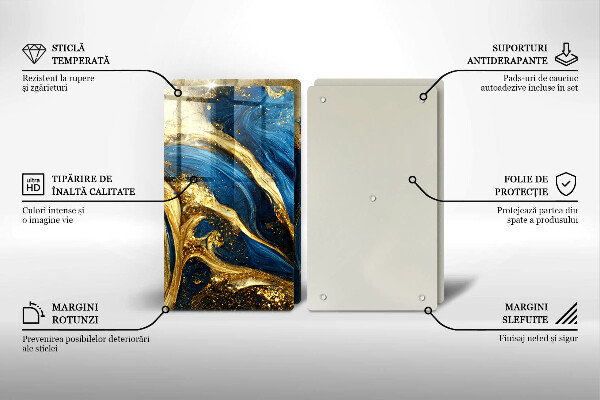 Protection plaque induction Marbre bleu et or