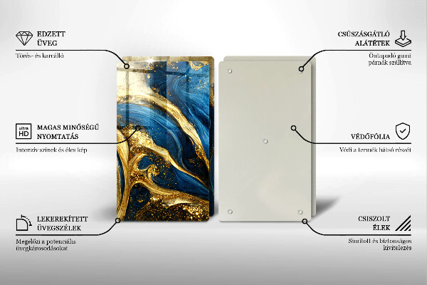 Protection plaque induction Marbre bleu et or