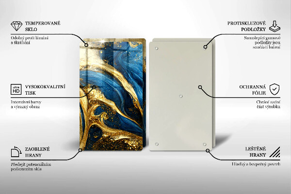 Protection plaque induction Marbre bleu et or