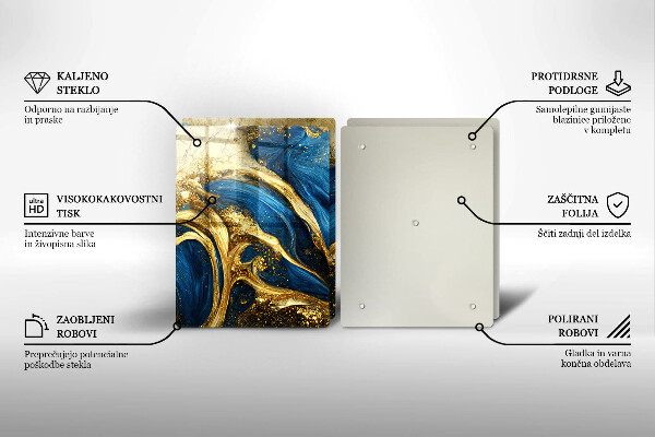 Protection plaque induction Marbre bleu et or